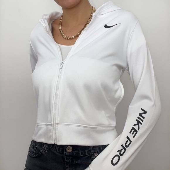 Nike Jackets & Blazers - Nike Pro white crop zip-through sports jacket ✔️